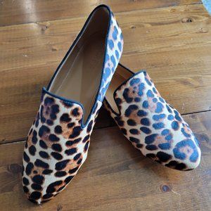 J Crew Leopard Loafers Size 9